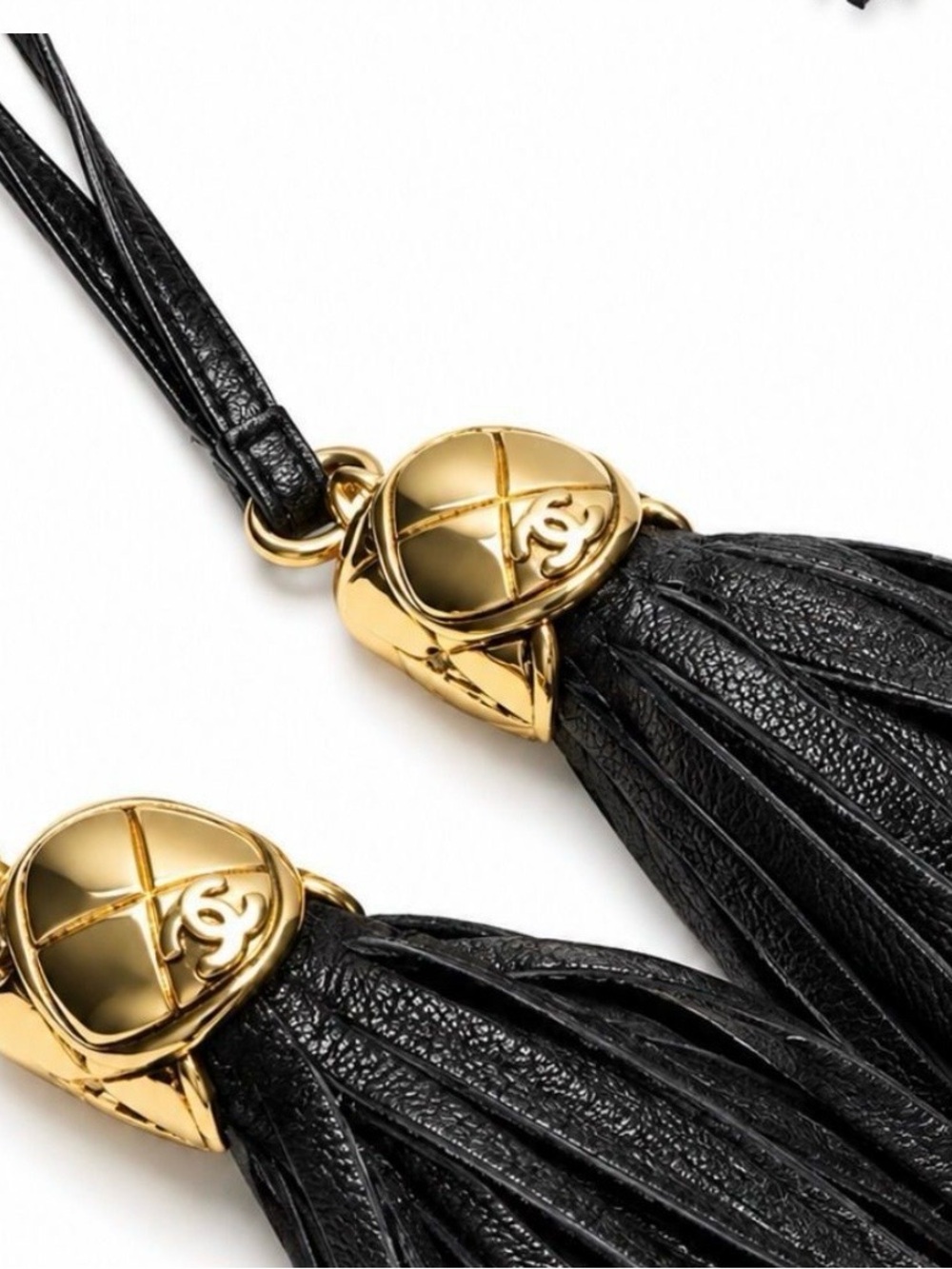 CHANEL Black Quilted Leather Bucket Bag with Gold Chain & Tassels - Picture 3 of 3